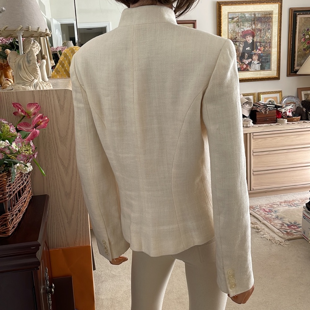 Lauren Ralph Lauren ivory houndstooth linen blazer - Picture 4 of 11